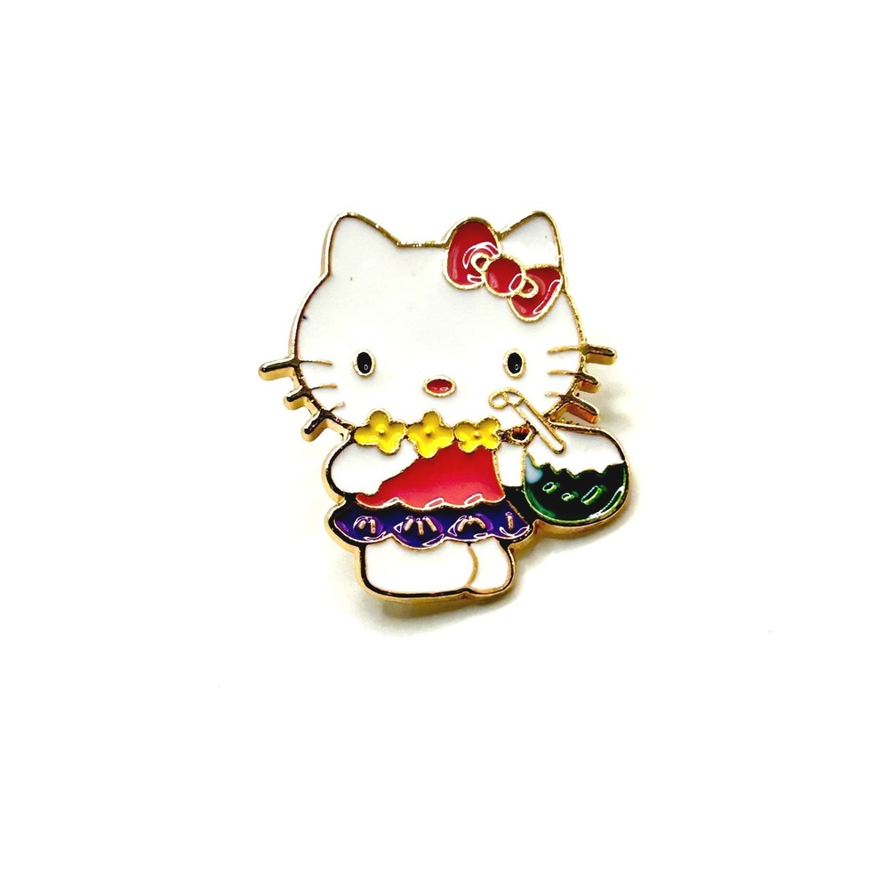 Hello Kitty Enamel Pin Unisex OS White Luau Hula Girl Tropical Kawaii Lapel Hat